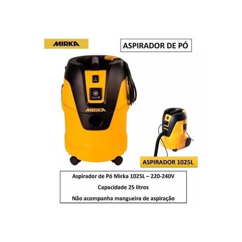 Aspirador de Pó 1025 L 230V Compacto Mirka