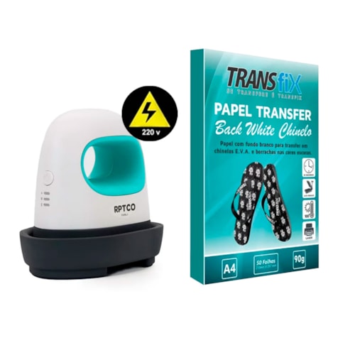 Mini Prensa Plana Térmica 220V + Papel Back White Chinelo 90G - 50FLS