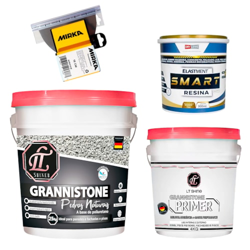 KIT LT Shiner Grannistone 25KG + Grannistone Primer 4KG + Smart Resina 900ML + Mirox 15cm Mirka